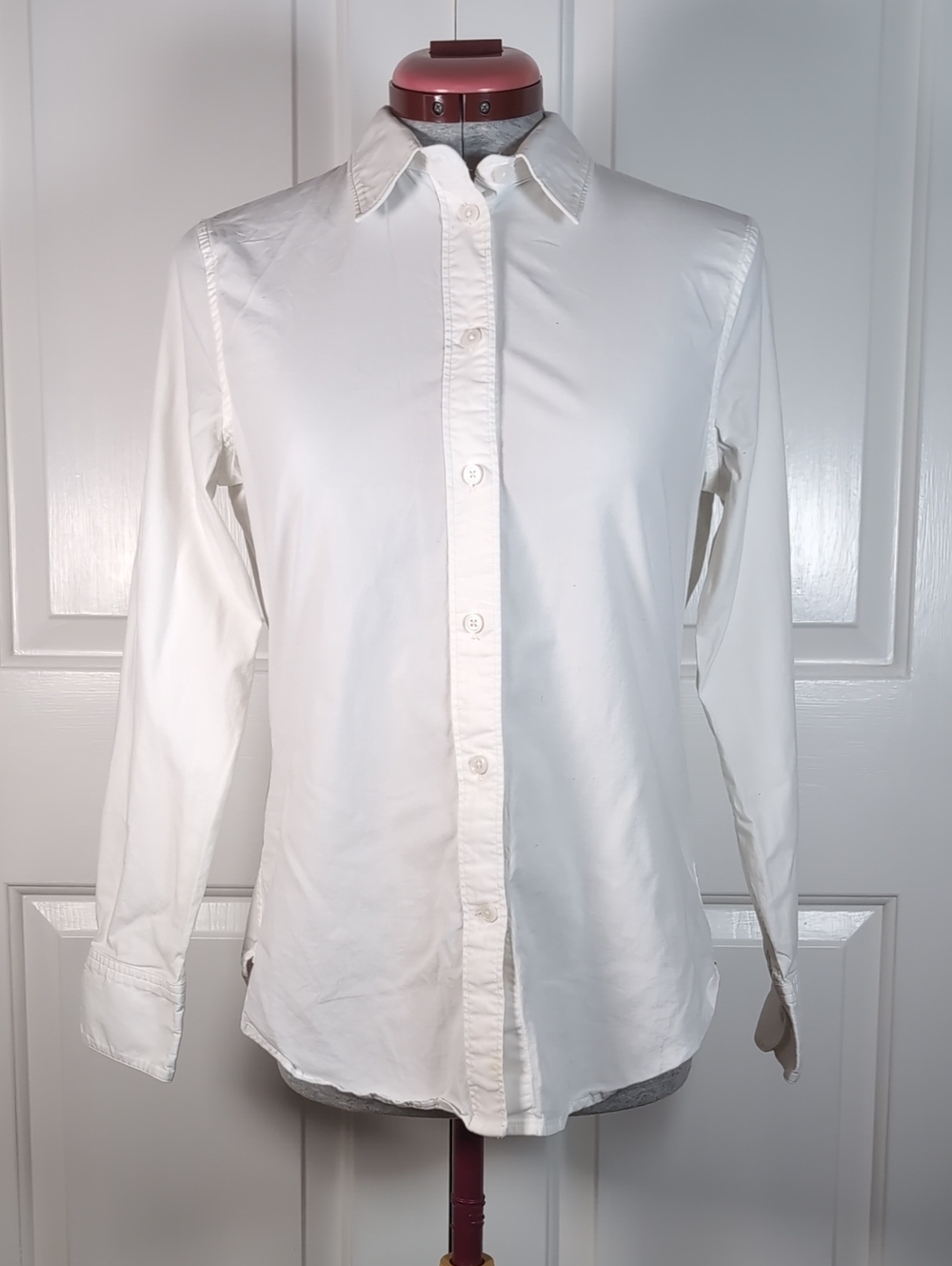 J Crew Slim Stretch Cotton Poplin Button Up Shirt White Fitted Blouse Size 4